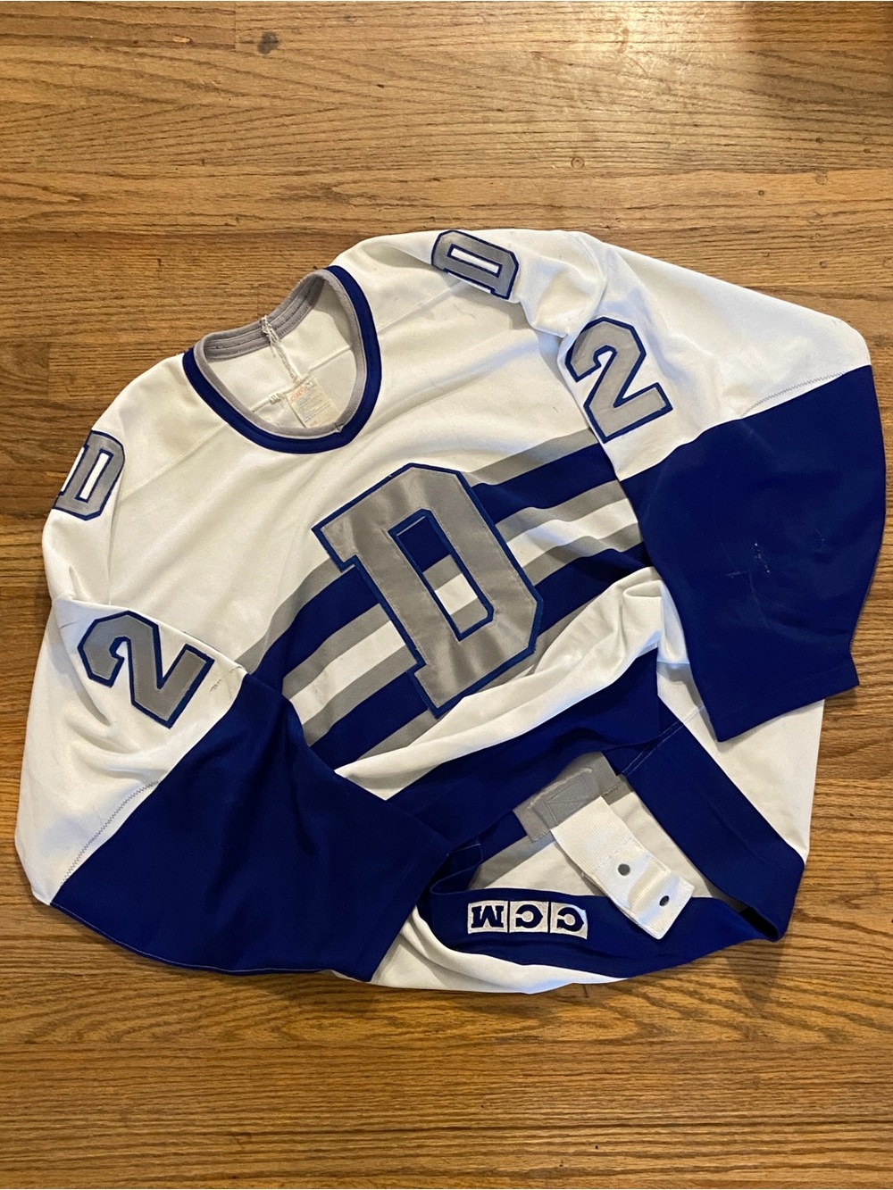 Vintage game worn Darien Boys (I believe) high school hockey jersey